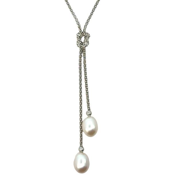 Freshwater Pearl Lariat Necklace in Sterling Silver