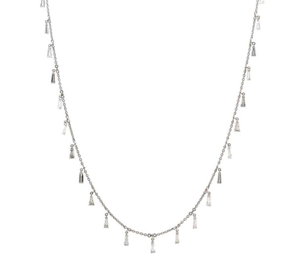 Diamond Drop Necklace in 18 kt White Gold