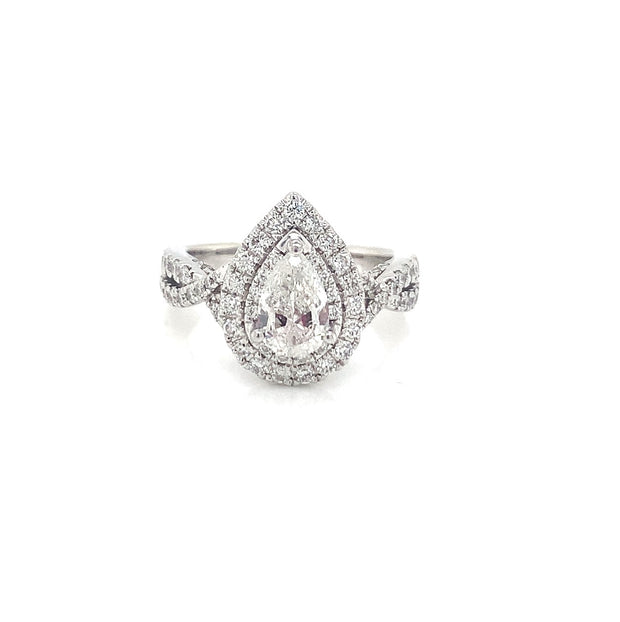 Pear Shaped Diamond Ring in 14 kt White Gold