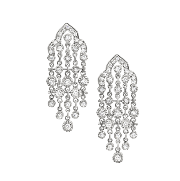 Vintage Diamond Chandelier Style Earrings in 18 kt White Gold