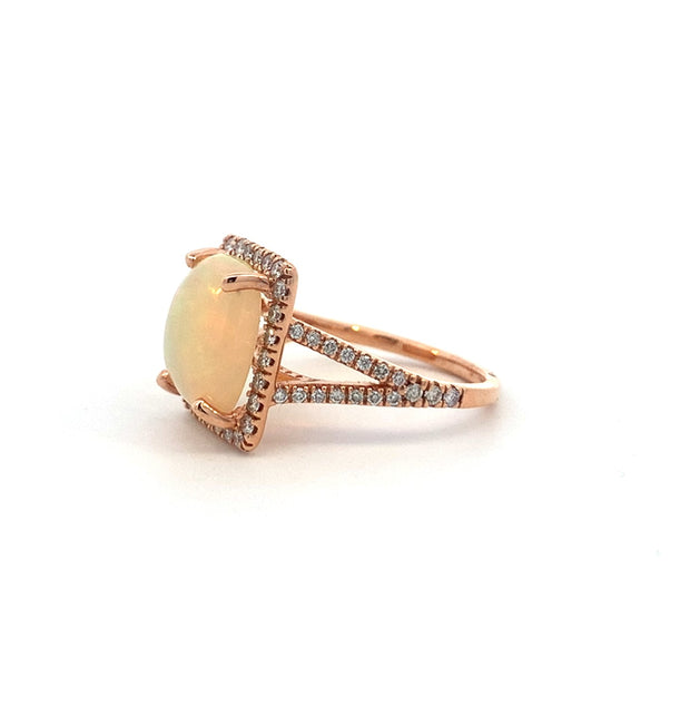 Ethiopian Opal and Diamond Ring in 14 kt Rose Gold