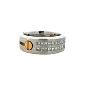 Men's Double Row Diamond Ring in 14 kt White and Yellow Gold