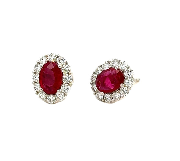 Ruby and Diamond Earrings in 18 kt White Gold