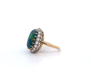 Black Opal and Diamond Ring in 18 kt Yellow Gold