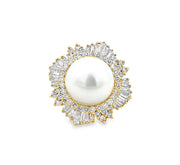 South Sea Pearl and Diamond Ring in 14 kt Yellow Gold