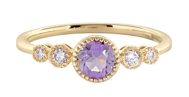 Amethyst and Diamond Ring in 14 kt Yellow Gold