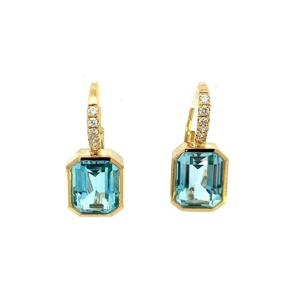 Topaz and Diamond Earrings in 18 kt Yellow Gold