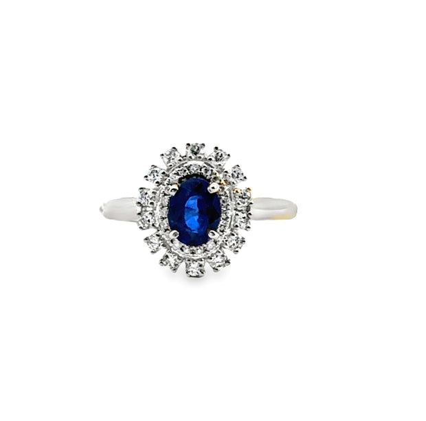Sapphire and Diamond Ring in 14 kt White Gold