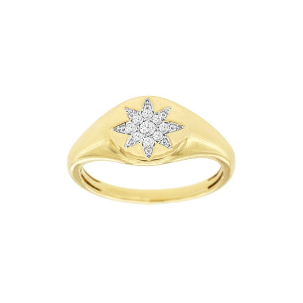 Diamond Ring with Star Design in 14 kt Yellow Gold