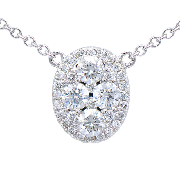 Oval Shaped Diamond Pendant in 18 kt White Gold
