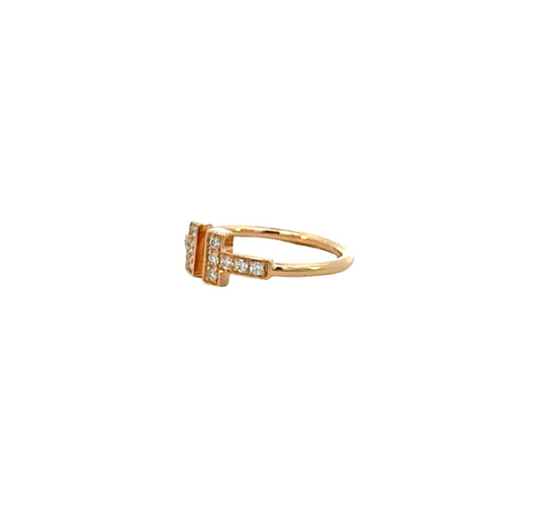 Vintage Tiffany & Co. "T" Diamond Ring in 18 kt Rose Gld
