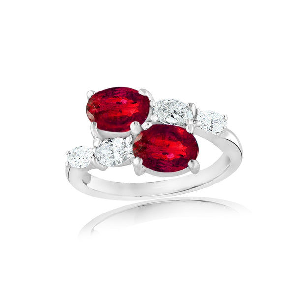Ruby and Diamond Ring in 14 kt White Gold