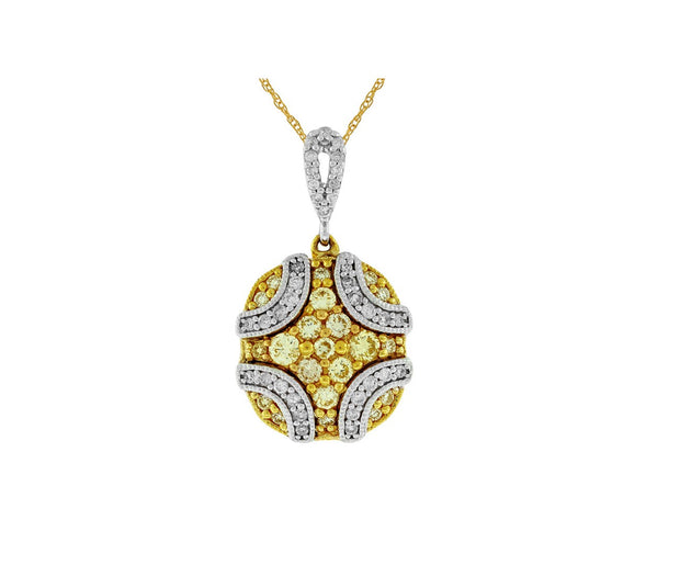 Diamond Necklace with Fancy Yellow and White Diamonds in 14 kt Gold