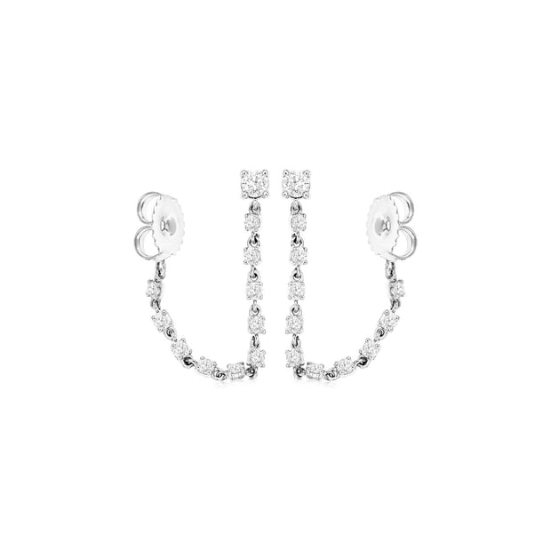 Diamond Drop Earrings in 14 kt White Gold