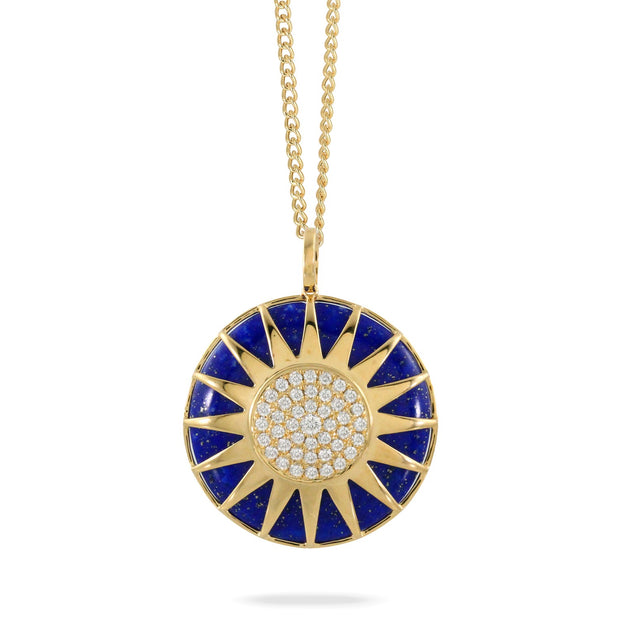 Lapis and Diamond Necklace in 18 kt Yellow Gold