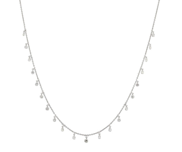 Diamond Drop Necklace in 18 kt White Gold