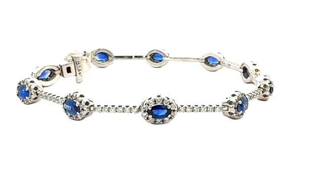 Sapphire and Diamond Bracelet in 14 kt White Gold