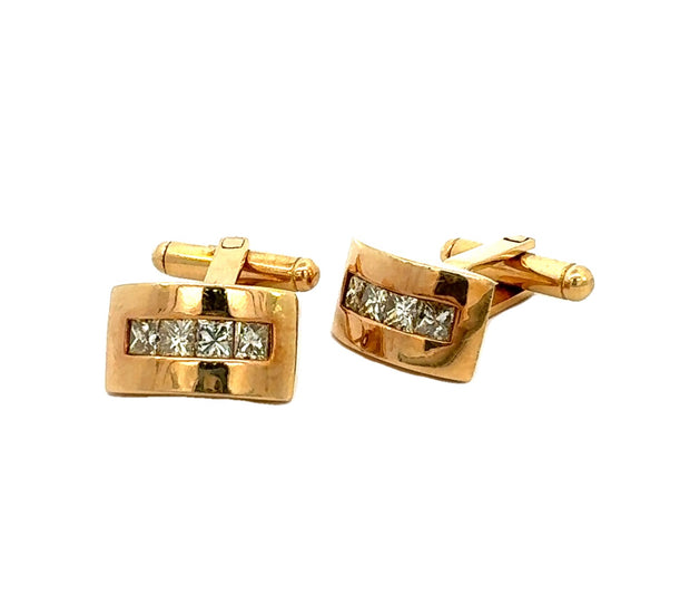 Diamond Cufflinks in 18 kt Yellow Gold