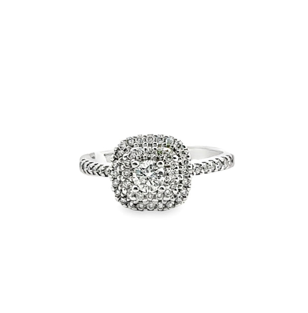 Diamond Halo Ring in 14 kt White Gold