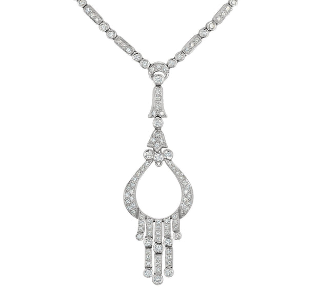 Antique Style Diamond Necklace in 18 kt White Gold