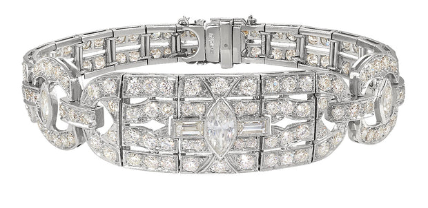 9.40 carat Art Deco Diamond Bracelet in Platinum