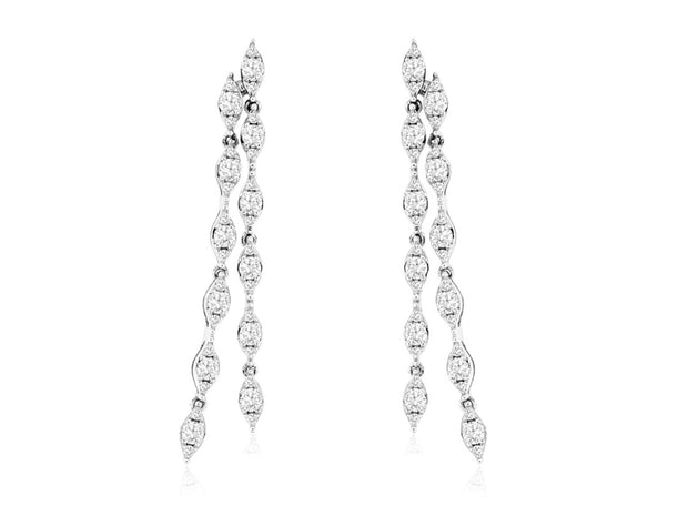Diamond Drop Earrings in 14 kt White Gold