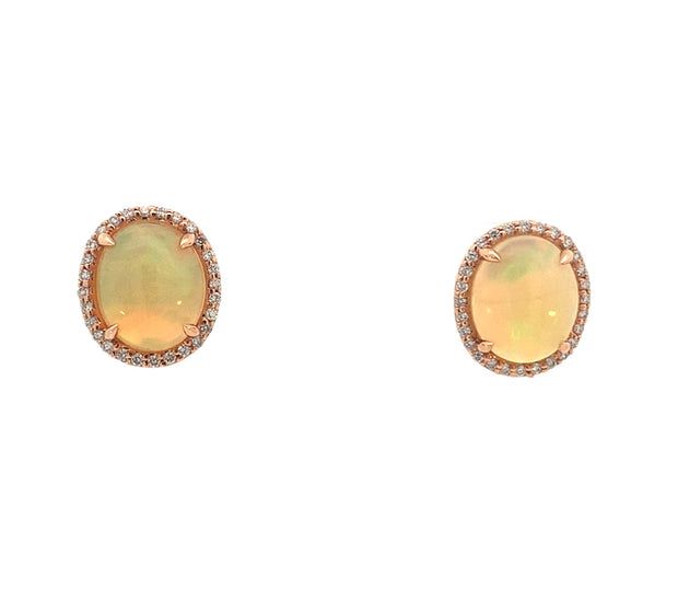 Opal and Diamond Earrings in 14 kt Rose Gold