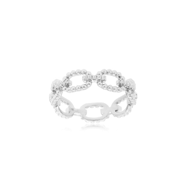 Diamond Link Band in 14 kt White Gold