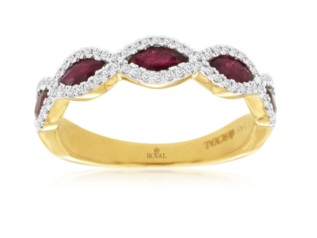 Ruby and Diamond Band in 14 kt Yellow Gold