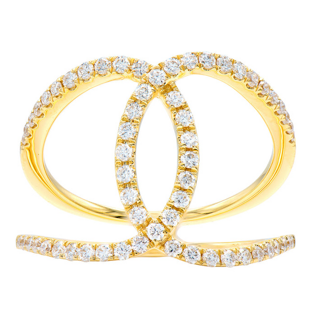 Diamond Double Circle Ring in 14 kt Yellow Gold