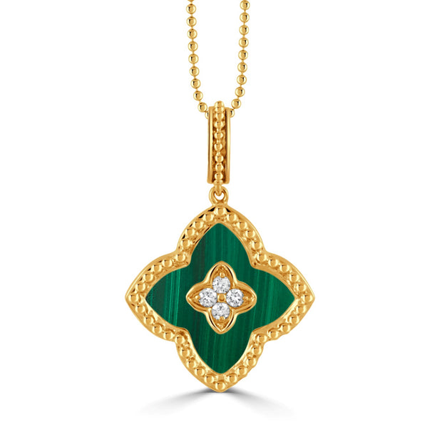 Malachite and Diamond Pendant in 18 kt Yellow Gold