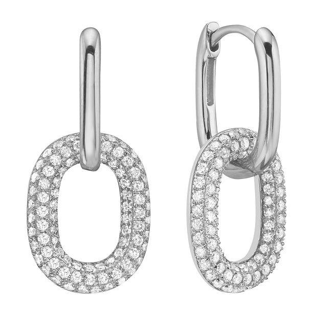 Diamond Link Earrings in 14 kt White Gold