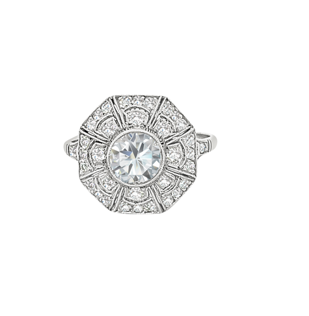 Old European Cut Diamond Ring in Platinum