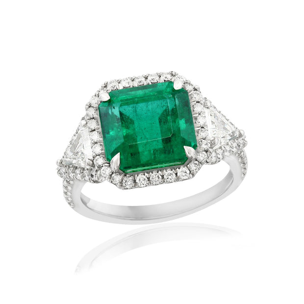Emerald and Diamond Ring in Platinum