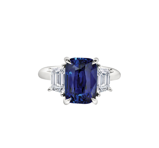 3.54 carat Sapphire and Diamond Ring in Platinum