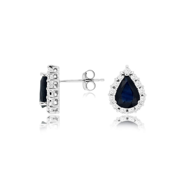 Sapphire and Diamond Earrings in 14 kt White Gold
