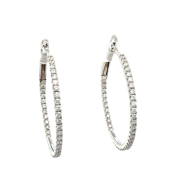 Diamond Hoop Earrings in 18 kt White Gold