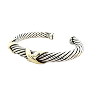 Vintage "Double X" Bracelet by David Yurman in Sterling and 18 kt Yellow Gold