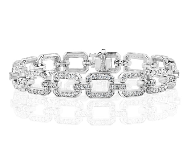 Diamond Link Bracelet in 14 kt White Gold