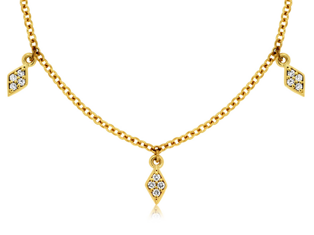 Diamond Drop Necklace in 14 kt Yellow Gold