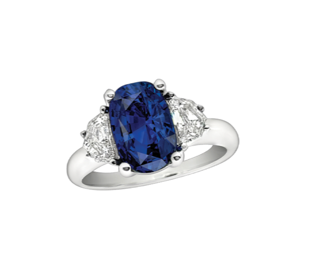 2.30 carat Sapphire and Diamond Ring in 18 kt White Gold