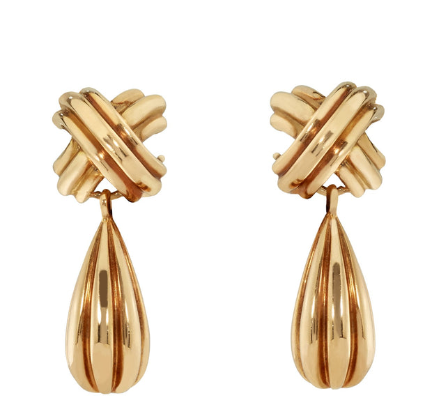 Vintage Tiffany & Co. "X" Drop Earrings in 18 kt Yellow Gold
