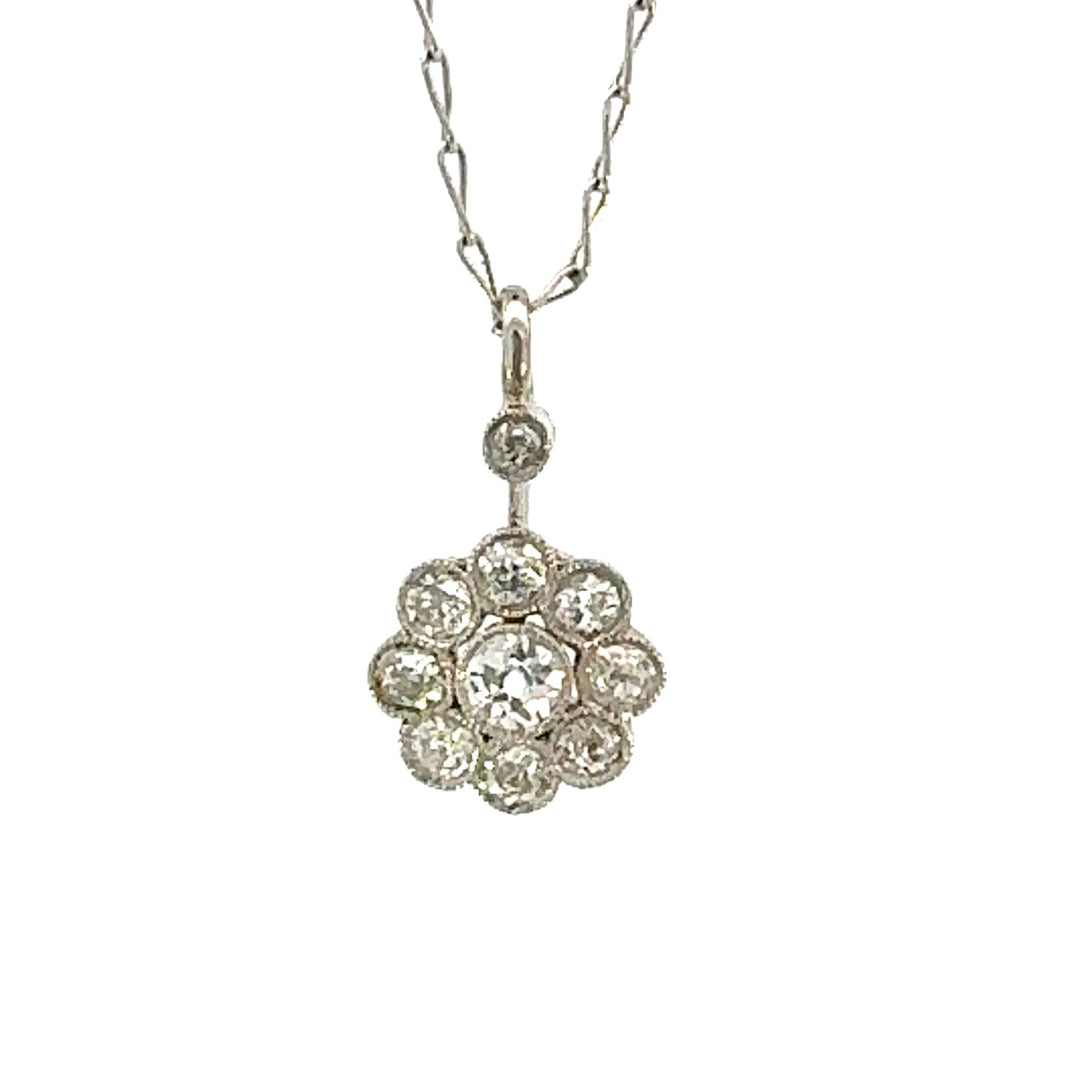 Vintage Diamond Necklace Antique Old Mine Cut Diamond Pendant