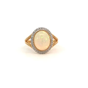 Opal and Diamond Ring in 14 kt Yellow Gold