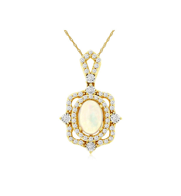 Opal and Diamond Pendant in 14 kt Rose Gold