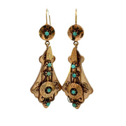 Victorian Turquoise Drop Earrings in 16 kt Yellow Gold