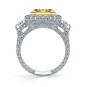 4.06 carat Fancy Yellow Diamond Ring in Platinum and 18 kt Yellow Gold