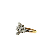Antique Old Mine Cut Diamond Ring in 14 kt White and Yellow Gold