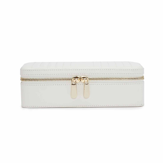 "Maria" Medium Zip Jewelry Case in White by WOLF