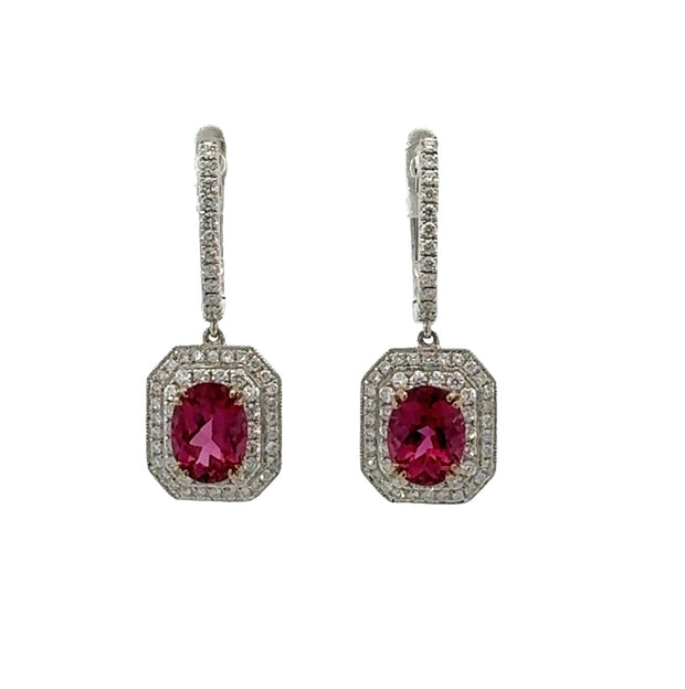 Pink Tournaline and Diamond Earrings in 18 kt White Gold